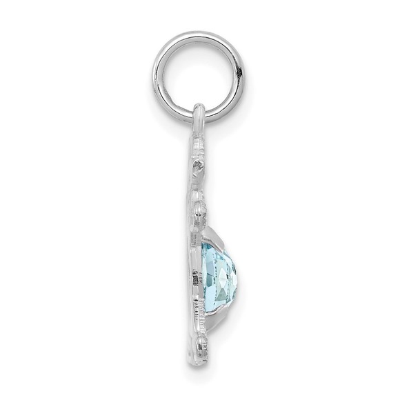 Million Charms 14K White Gold Girl 6x4 Oval Genuine Aquamarine-March